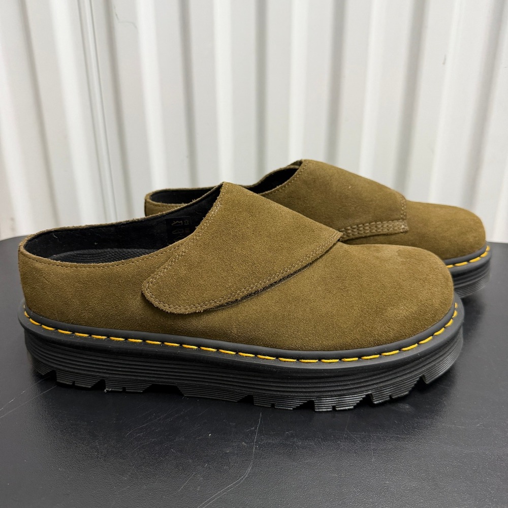 Dr. Martens Mules Mens 12 Zebzag Anywair Olive Bronx Suede EUC - Picture 3 of 10